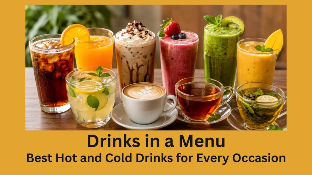 drinks in a menu