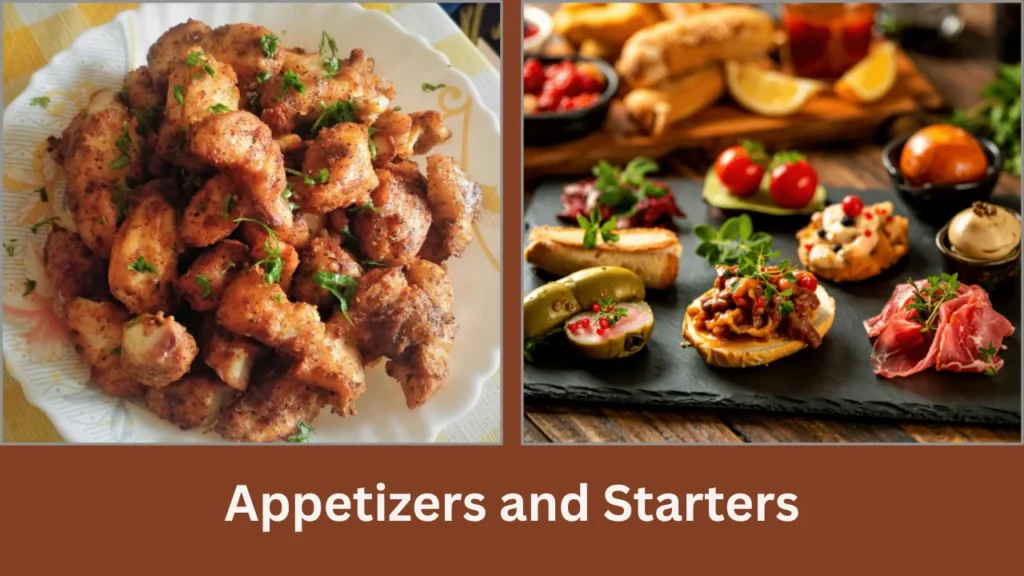 menu de como pizzeria Appetizers and Starters