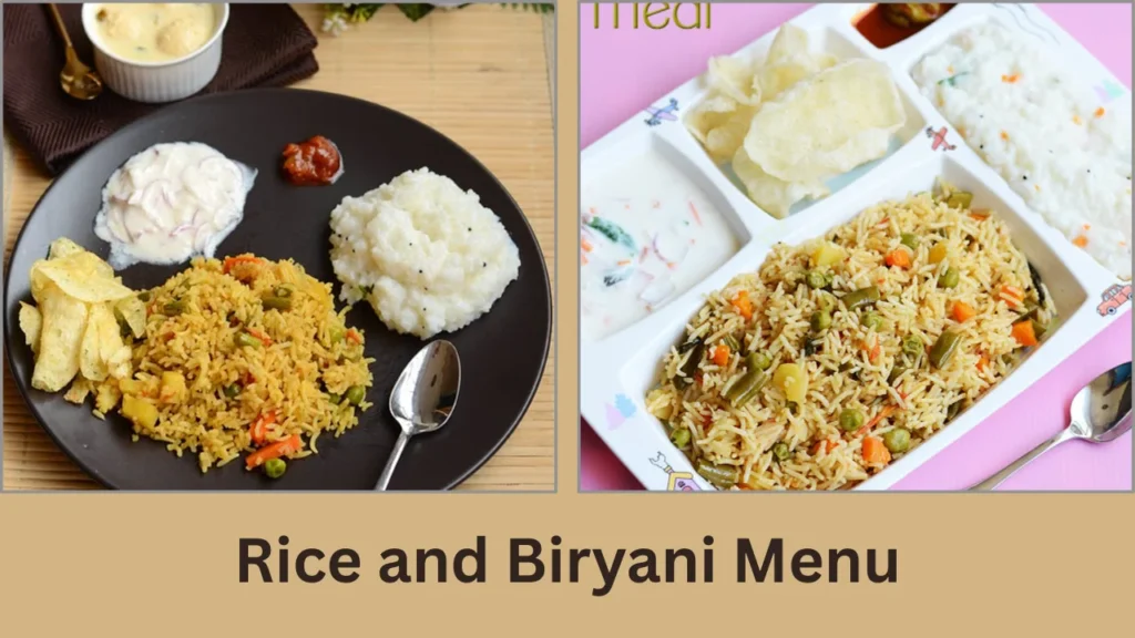 riwayat restaurant menu Rice and Biryani Menu